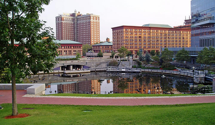 Waterplace Park in Downtown Providence. Source: Loodog, Wikimedia Commons.