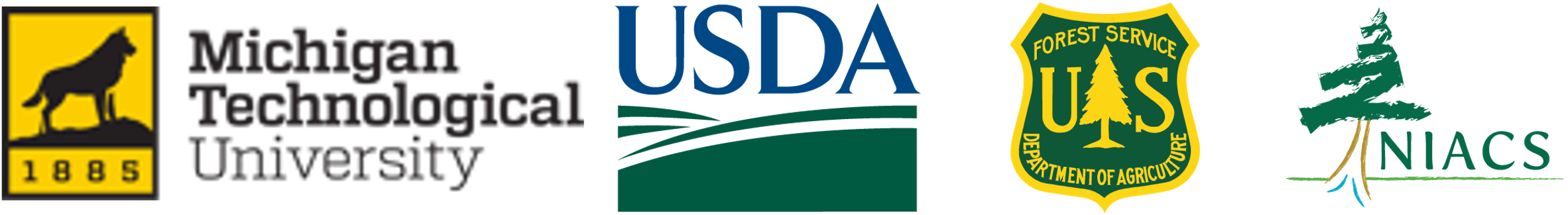 MTU, USDA, USFS, and NIACS logos