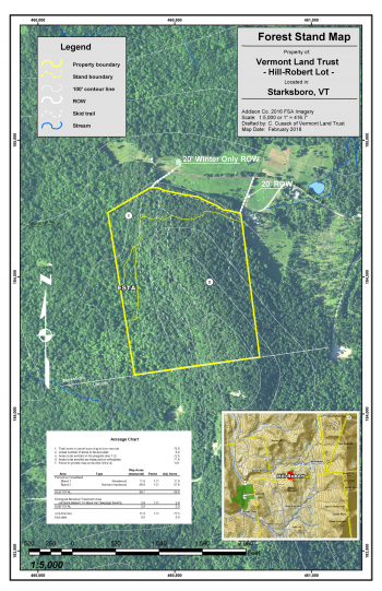 A map of a forested parcel
