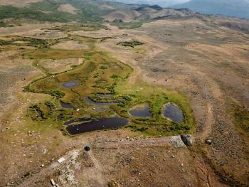 Aerial view of Soda Lake wetlands.