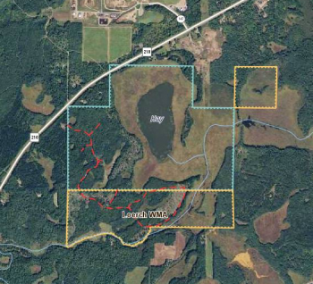 An aerial photo map of the Loerch WMA. 