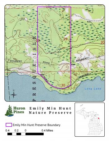 Map of the Emily Min Hunt Preserve