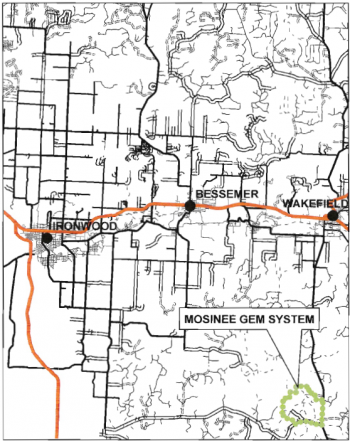 A map of the Mosinee GEMS project area. 