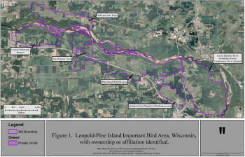 Leopold-Pine Island Important Bird Area map. 