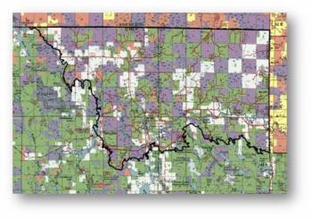 Noma Project boundary along the northern border of the Chippewa National Forest. 