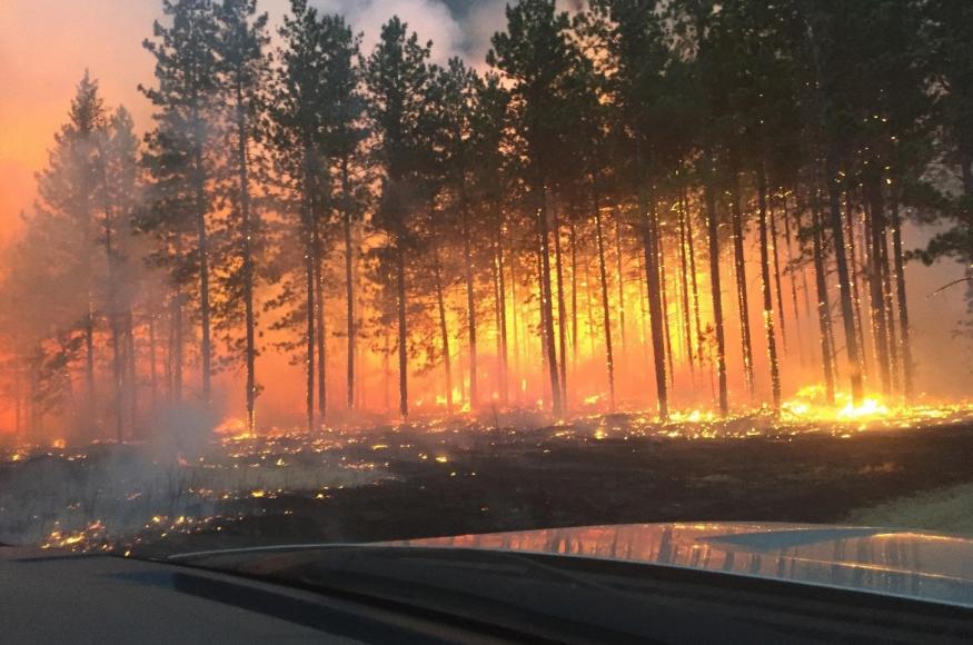 The Palsburg fire actively burning. 