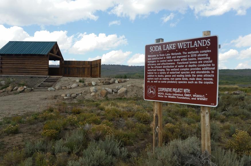 Soda Lake wetlands viewing sign.