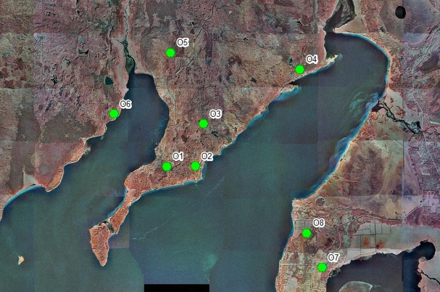 Aerial imagery of the site location on a peninsula